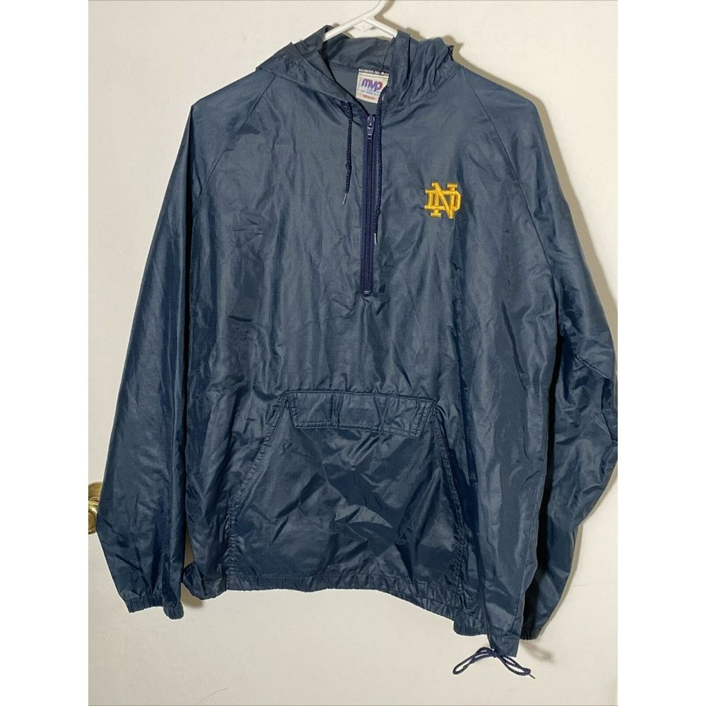 VTG Notre Dame Fighting Irish Adult Medium 1/4 Zip Windbreaker W/ Pouch Pockets